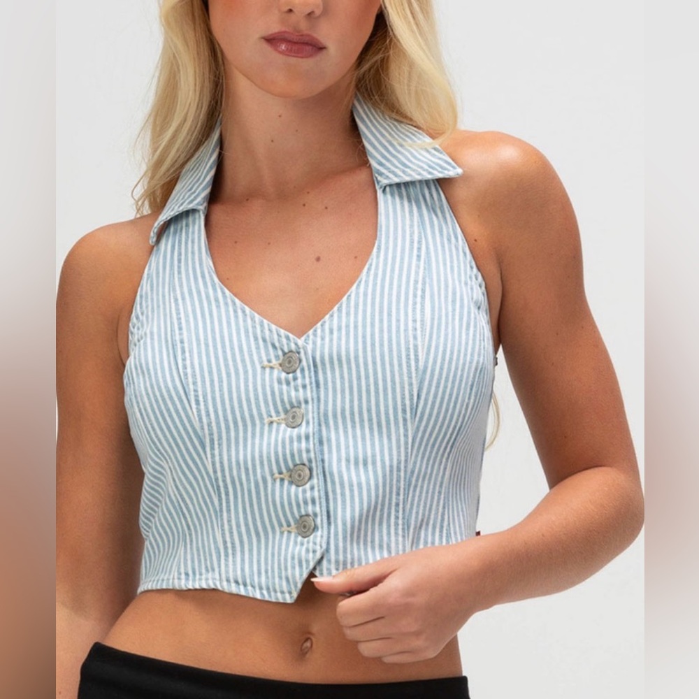 Levi’s Denim Striped Halter Top